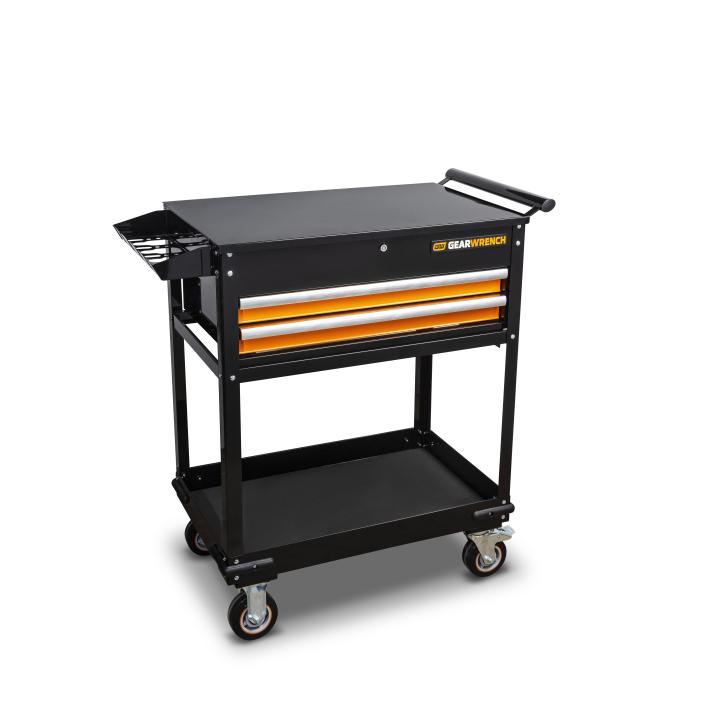 32" 2 Drawer Black & Orange Utility Cart