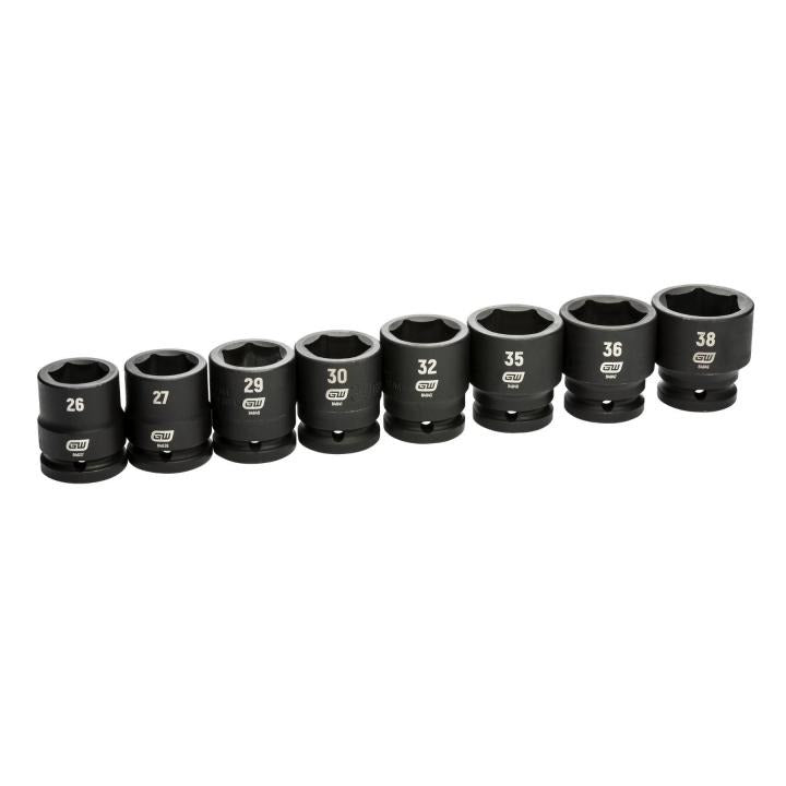 8 Piece 3/4" Drive 6 Point Metric Impact Socket Set