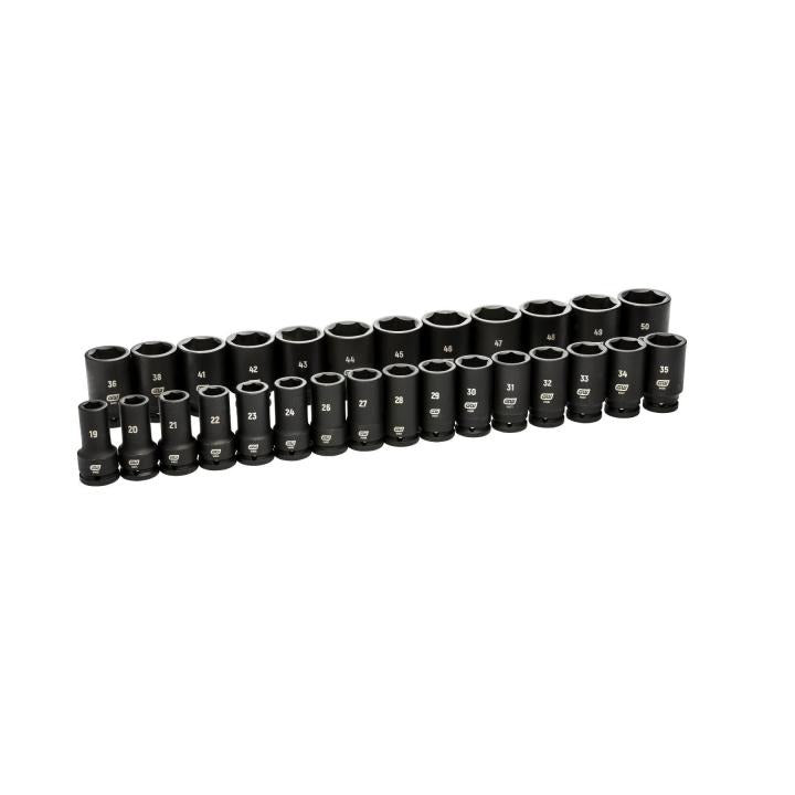 28 Piece 3/4" Drive 6 Point Metric Deep Impact Socket Set