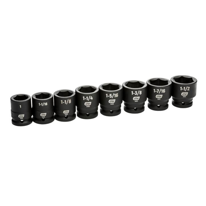 8 Piece 3/4" Drive 6 Point SAE Impact Socket Set