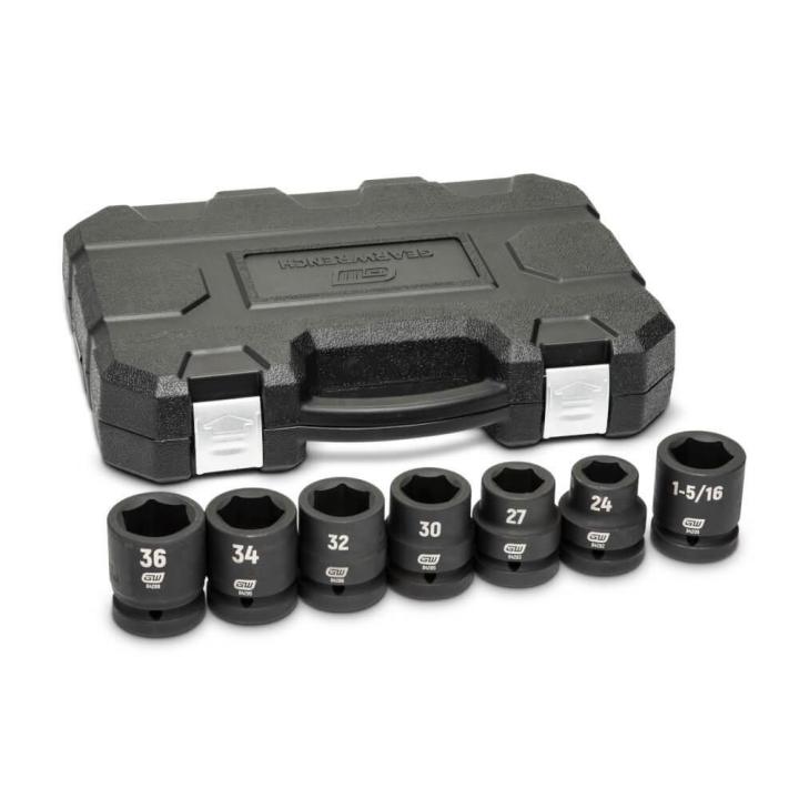 7 Piece 1" Drive 6 Point SAE/Metric Impact Socket Set