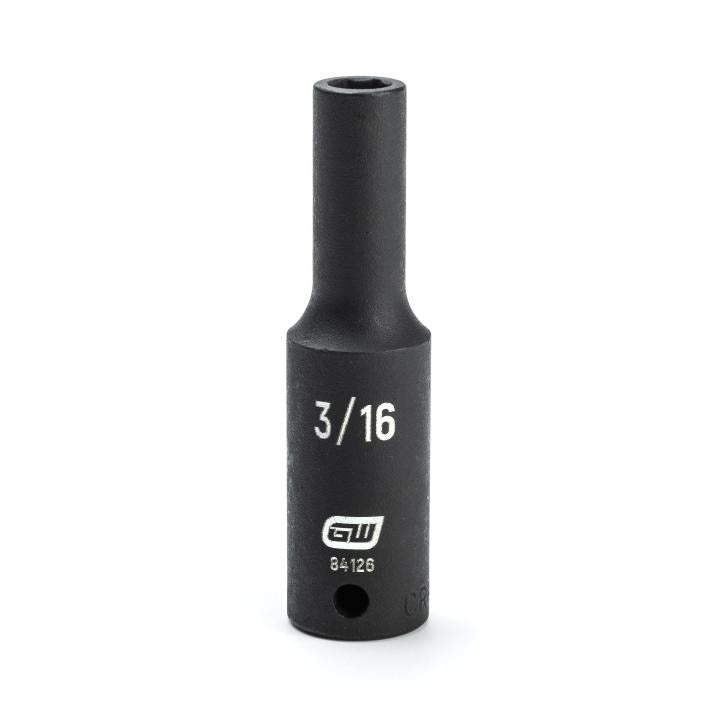 1/4" Drive 6 Point Deep Impact SAE Socket 3/16"