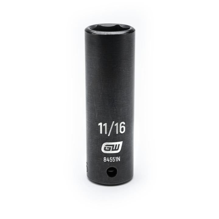 1/2" Drive 6 Point Deep Impact SAE Socket 11/16"