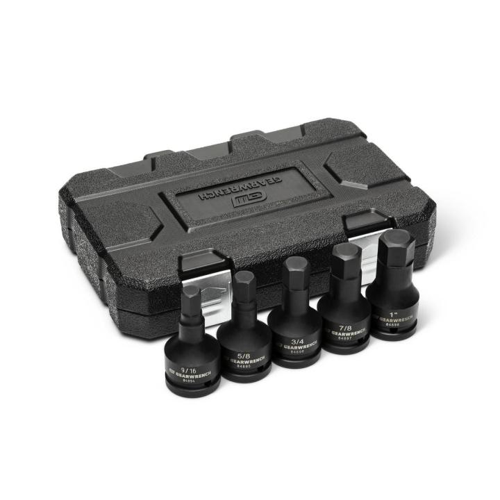 5 Piece 3/4" Drive SAE Impact Hex Bit Socket Set with Blow Mold Case
