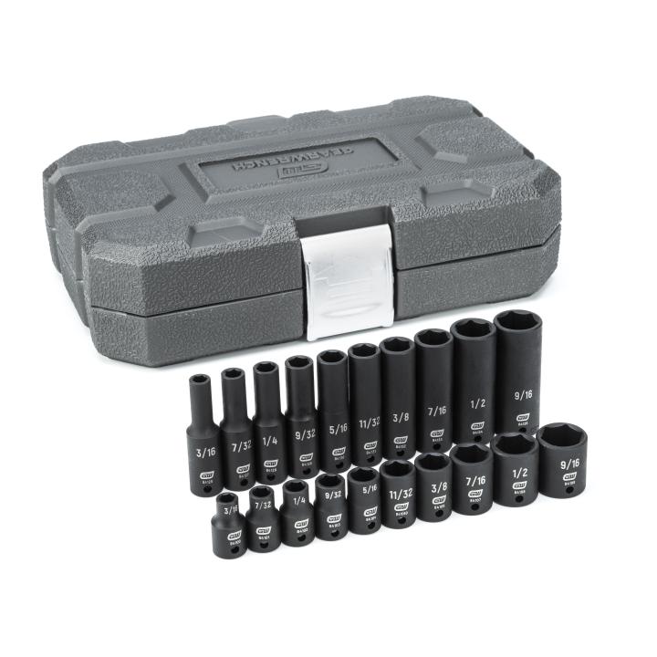 20 Piece 1/4" Drive 6 Point Standard and Deep Impact SAE Socket Set