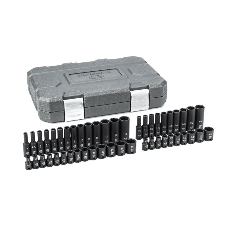 48 Piece 1/4" Drive 6 Point Standard and Deep Impact SAE/Metric Socket Set