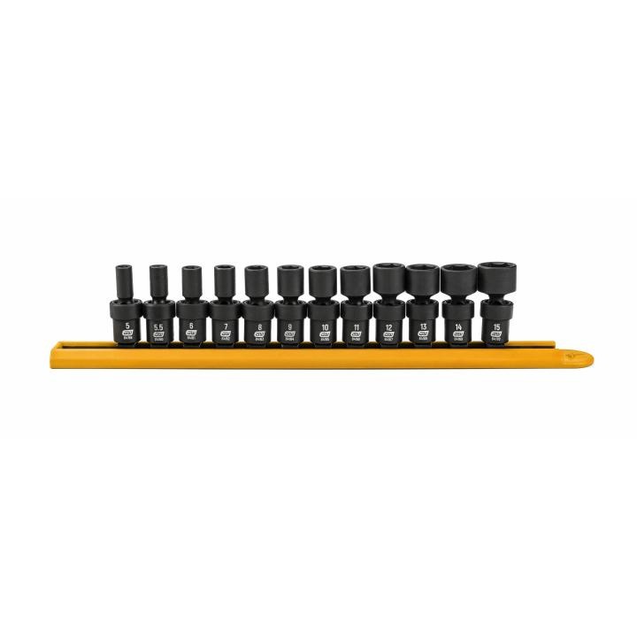 12 Piece 1/4" Drive 6 Point Standard Universal Impact Metric Socket Set