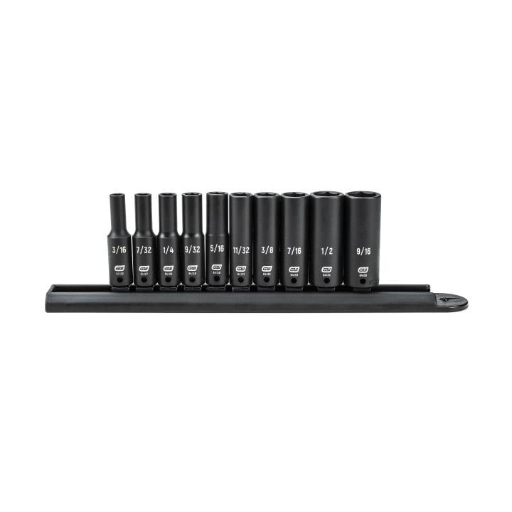 10 Piece 1/4" Drive 6 Point Deep Impact SAE Socket Set