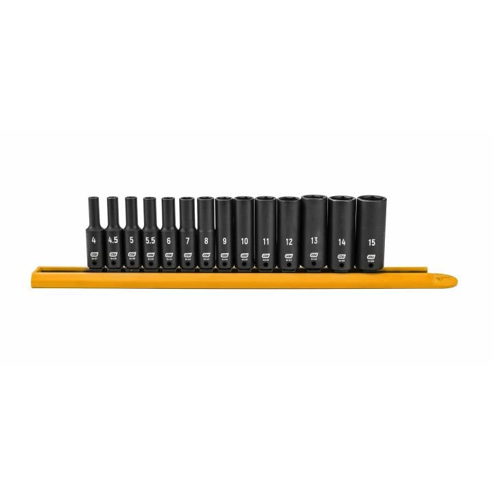 14 Piece 1/4" Drive 6 Point Deep Impact Metric Socket Set