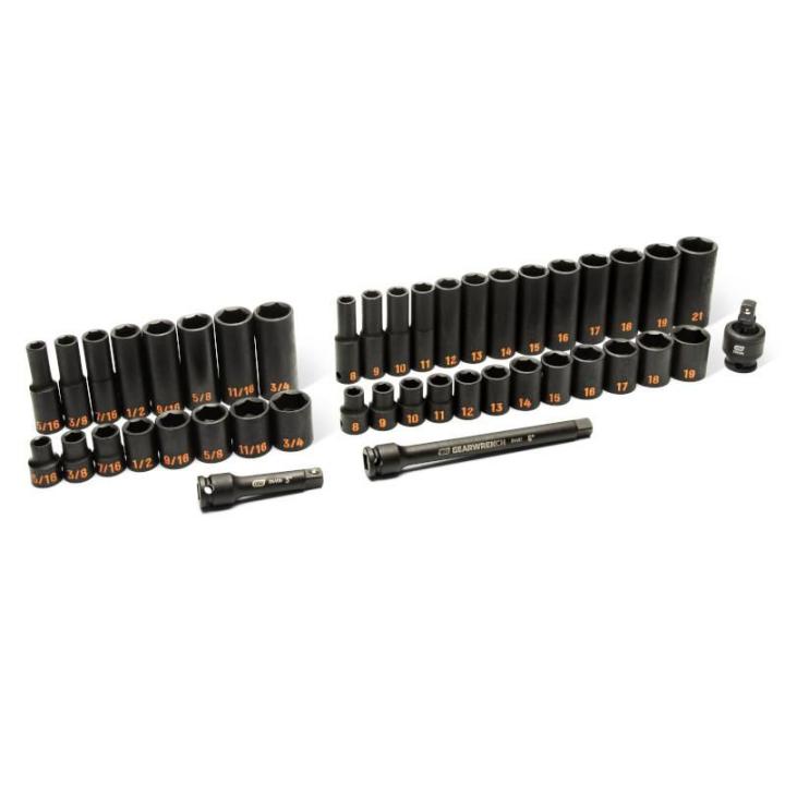 44 Piece 3/8" Drive 6 Point Standard & Deep Impact SAE/Metric Hi-Viz Socket Set