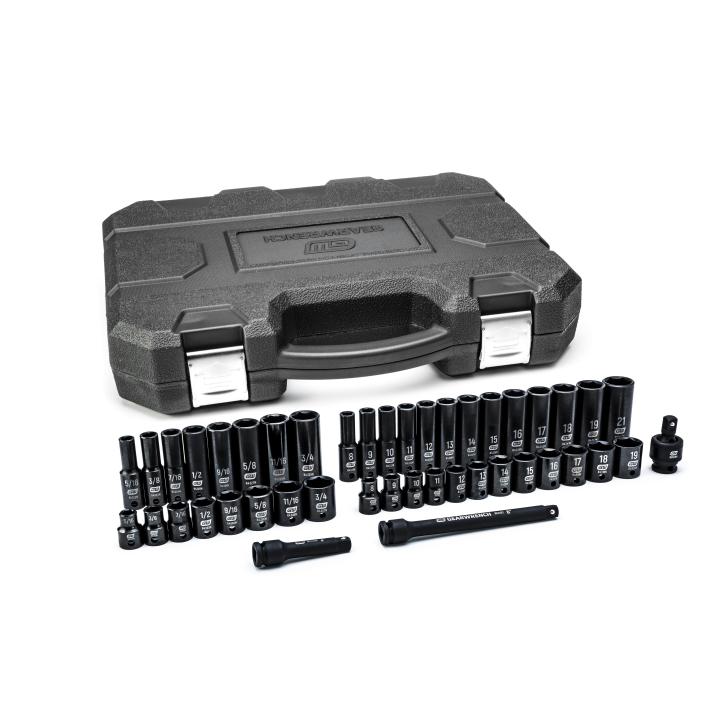 44 Piece 3/8" Drive 6 Point Standard and Deep Impact SAE/Metric Socket Set