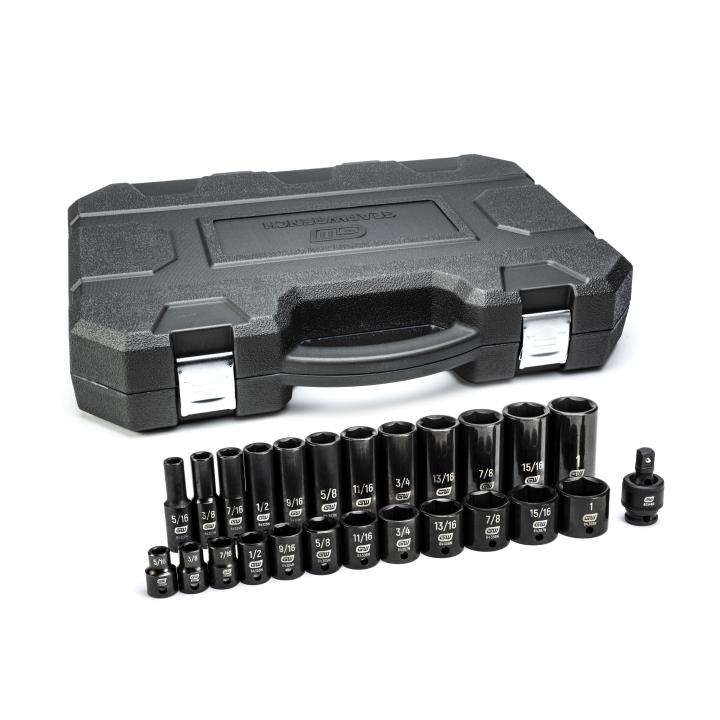 25 Piece 3/8" Drive 6 Point Standard and Deep Impact SAE Socket Set