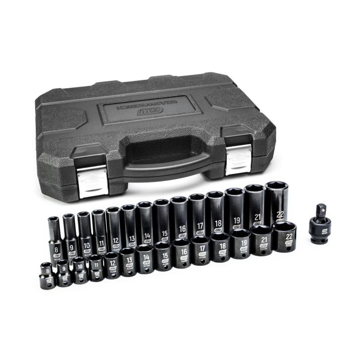 29 Piece 3/8" Drive 6 Point Standard and Deep Impact Metric Socket Set