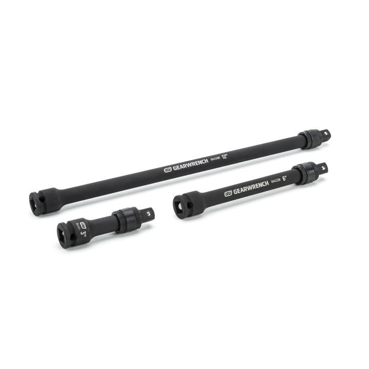 3 Piece 3/8" Drive Impact Locking Extension Set 3", 6" & 12"