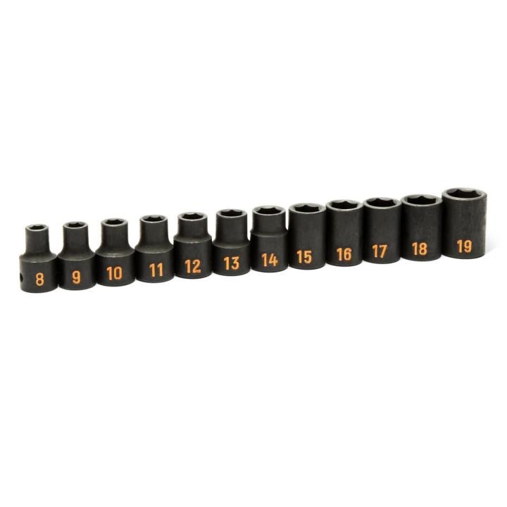 12 Piece 1/2" Drive 6 Point Metric Hi-Viz Impact Socket Set