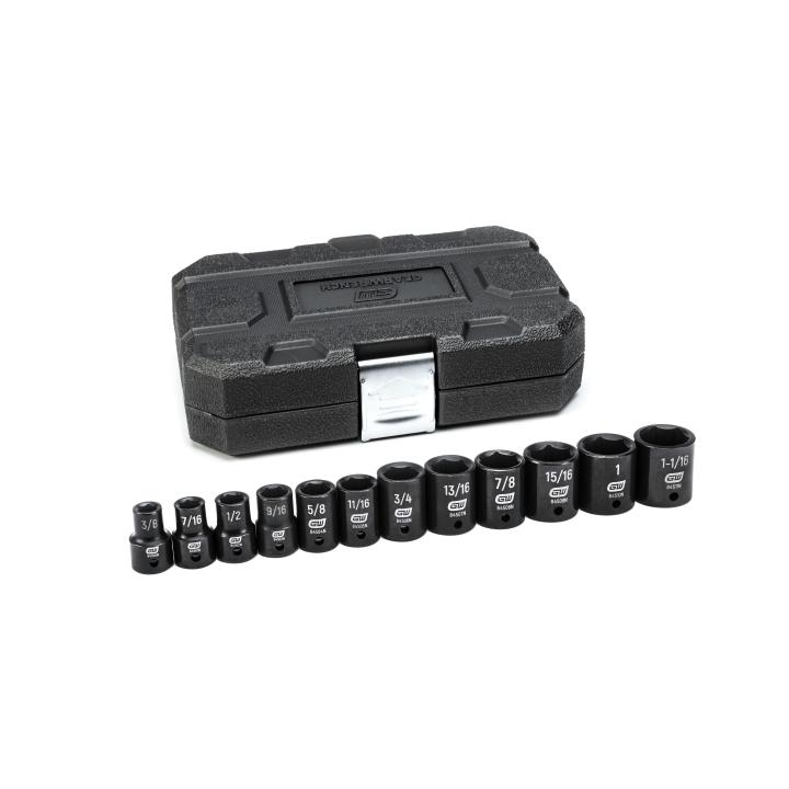 12 Piece 1/2" Drive 6 Point Standard Impact SAE Socket Set