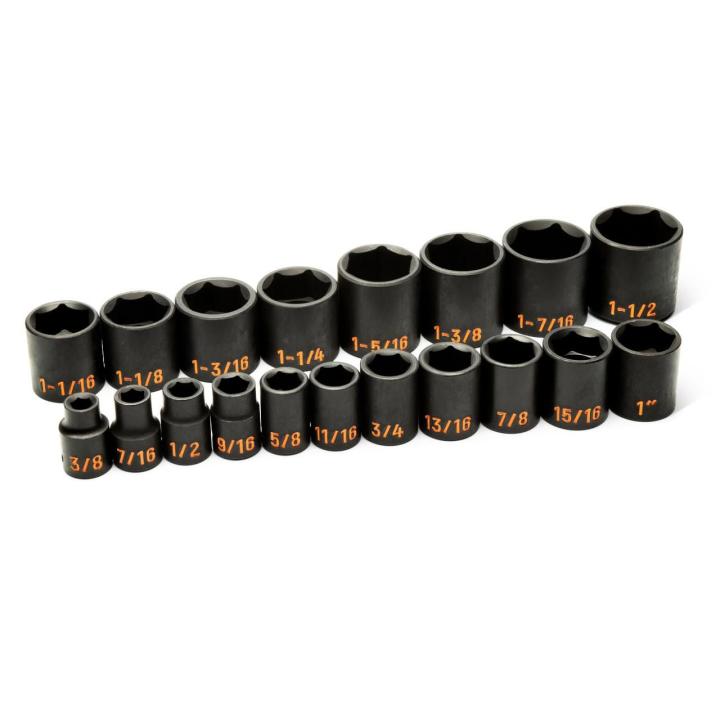 19 Piece 1/2" Drive 6 Point SAE Hi-Viz Impact Socket Set