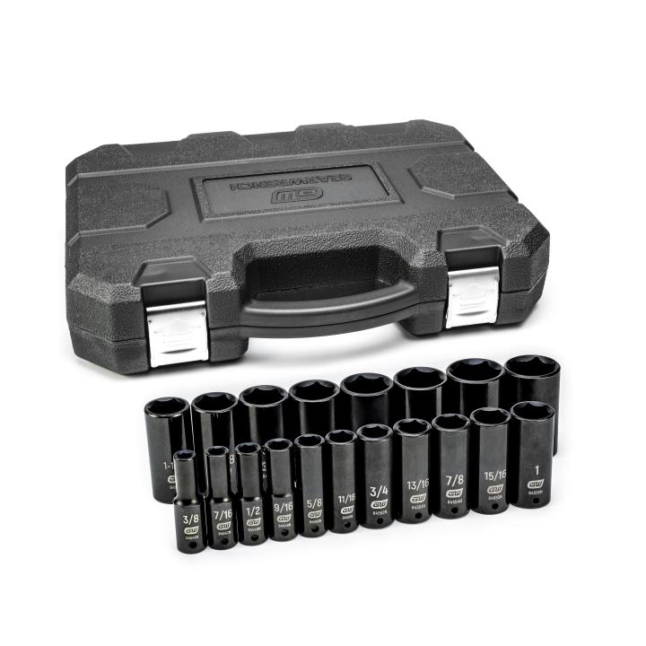 19 Piece 1/2" Drive 6 Point Deep Impact SAE Socket Set