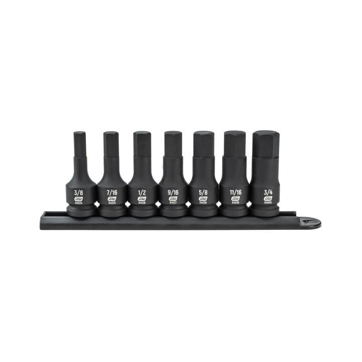 7 Piece 1/2" Drive Hex Bit Impact SAE Socket Set