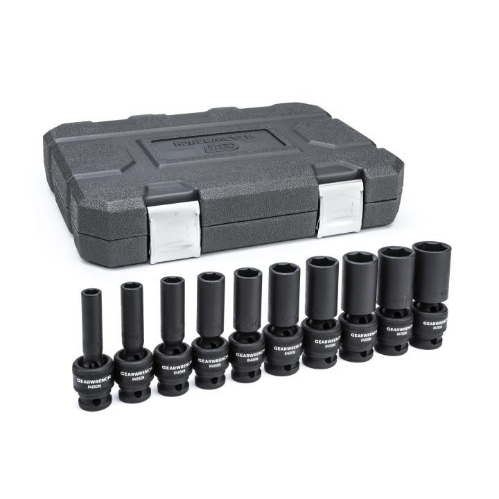 10 Piece 1/2" Drive 6 Point Deep Universal Impact SAE Socket Set