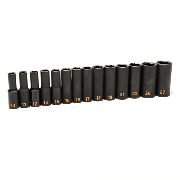 14 Piece 1/2" Drive 6 Point Metric Hi-Viz Deep Impact Socket Set