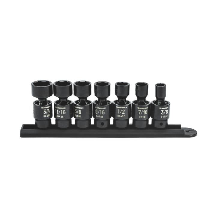 7 Piece 3/8" Drive 6 Point Standard X-Core™ Pinless Universal Impact SAE Socket Set