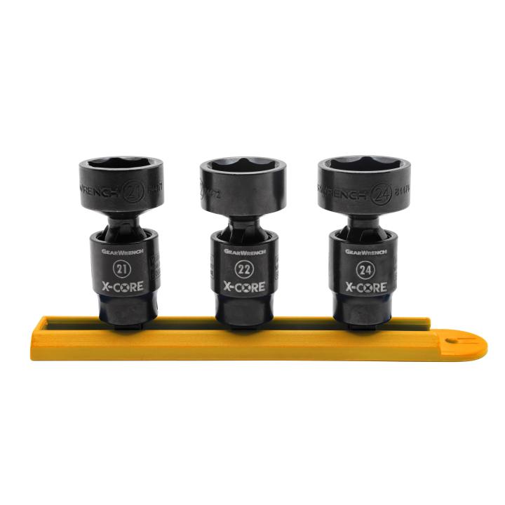 3 Piece 3/8" Drive 6 Point Standard X-Core™ Pinless Universal Impact Metric Socket Set