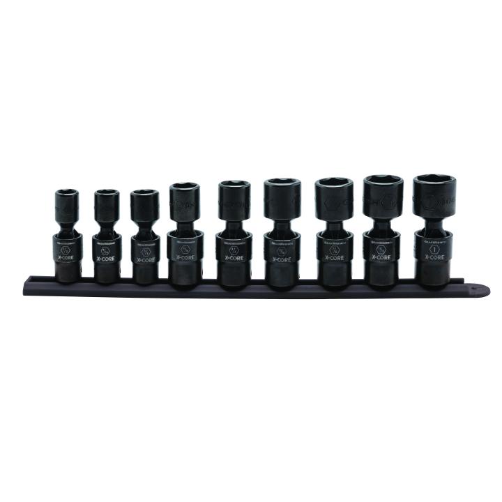 9 Piece 1/2" Drive 6 Point Standard X-Core™ Pinless Universal Impact SAE Socket Set
