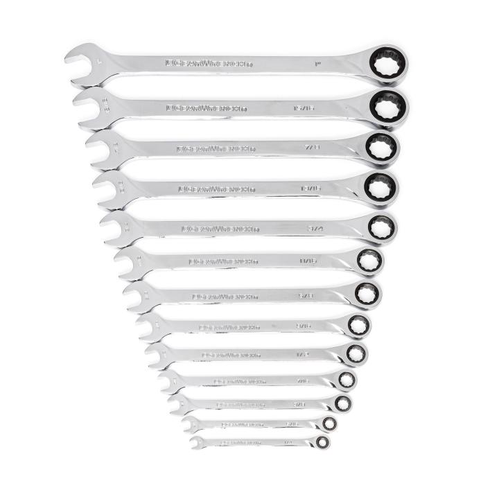 13 Piece 72-Tooth 12 Point XL Ratcheting Combination SAE Wrench Set