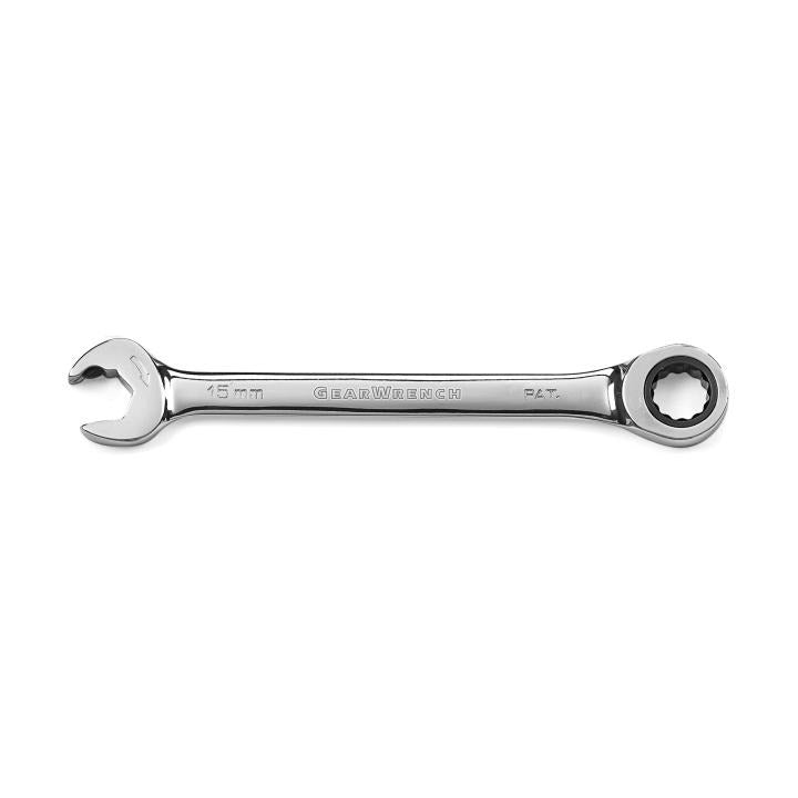 15mm 72-Tooth 12 Point Open End Ratcheting Combination Wrench