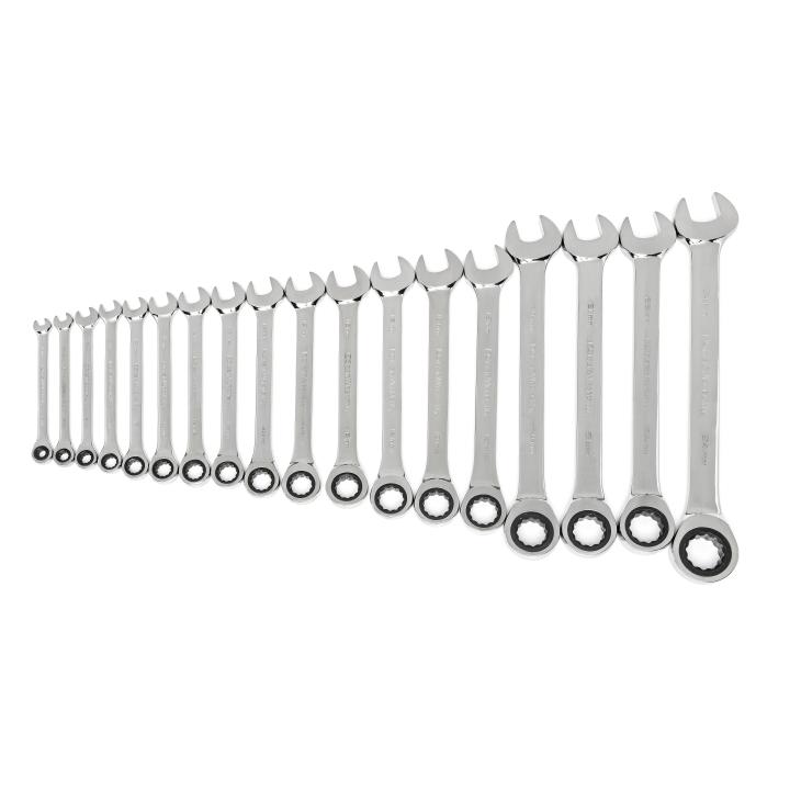 18 Piece 72-Tooth 12 Point Ratcheting Combination Metric Wrench Set