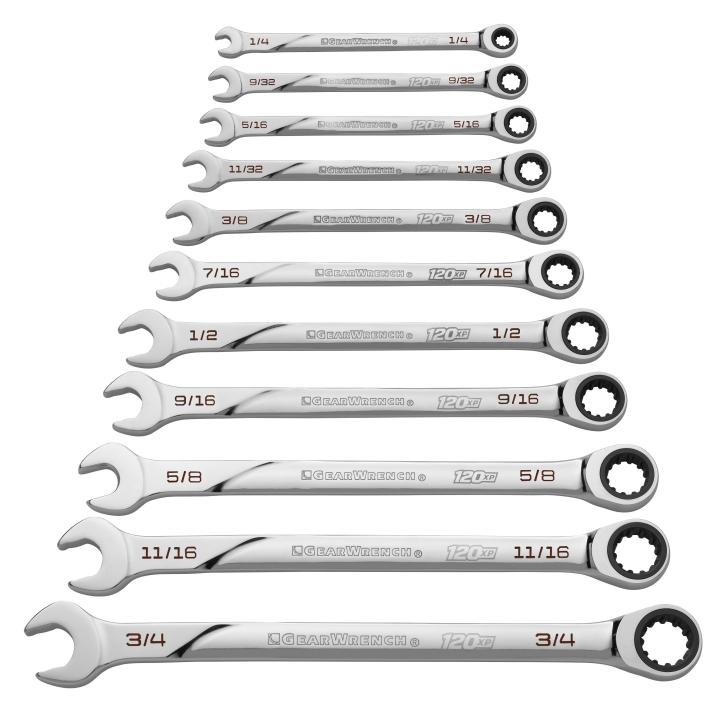 11 Piece 120XP™ Universal Spline XL Ratcheting Combination SAE Wrench Set