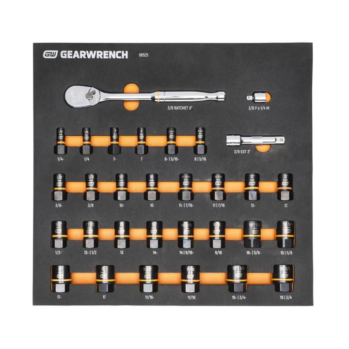 31 Piece 3/8" Drive 90T Ratchet and Bolt Biter™ Socket Set with Foam Storage Tray