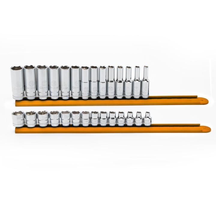 28 Piece 3/8" Drive 6 Point Metric Standard and Deep Socket Set