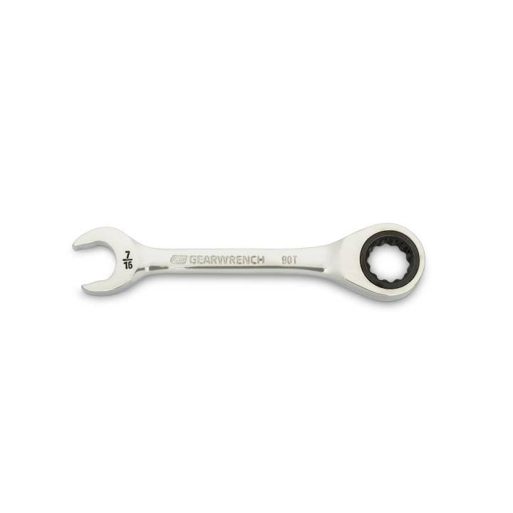 7/16" 90-Tooth 12 Point Stubby Combination Ratcheting Wrench