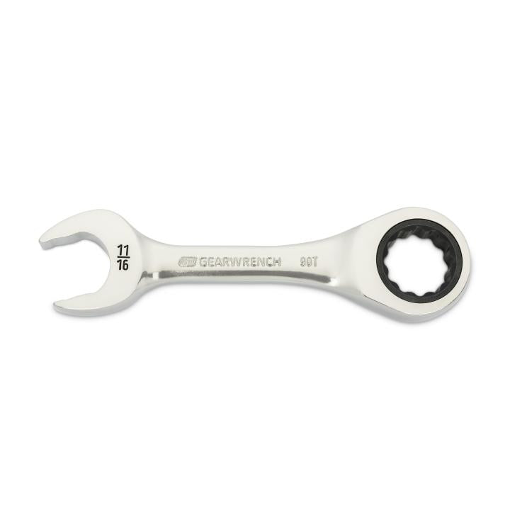 11/16" 90-Tooth 12 Point Stubby Combination Ratcheting Wrench