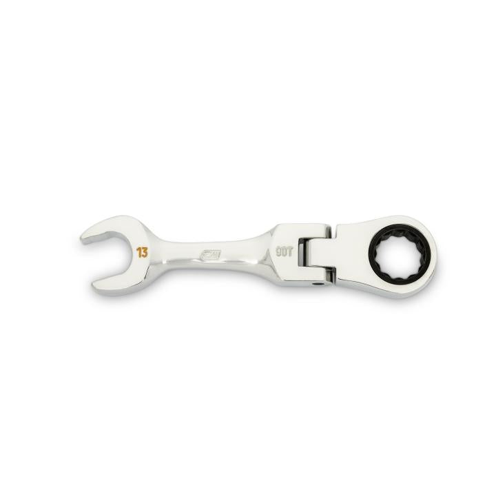 13mm 90-Tooth 12 Point Stubby Flex Combination Ratcheting Wrench