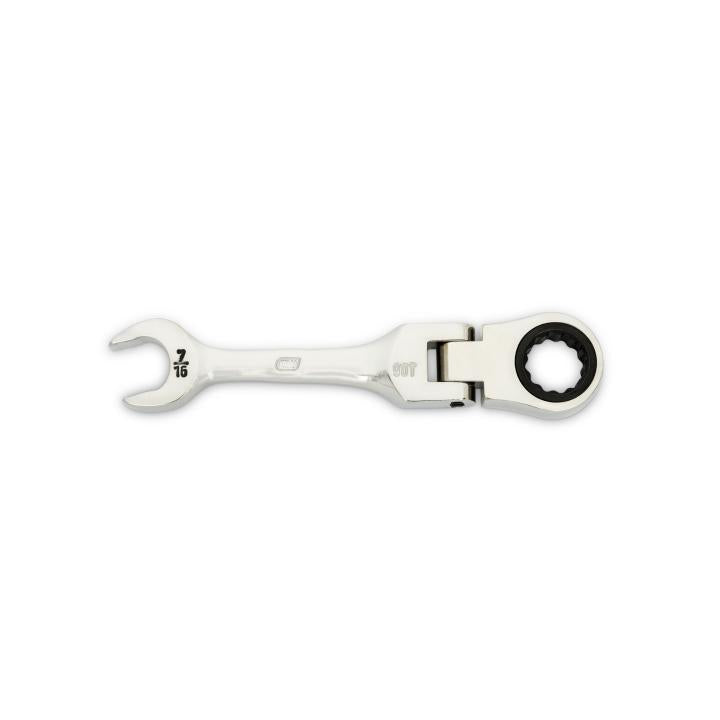 7/16" 90-Tooth 12 Point Stubby Flex Combination Ratcheting Wrench
