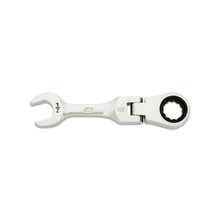 1/2" 90-Tooth 12 Point Stubby Flex Combination Ratcheting Wrench