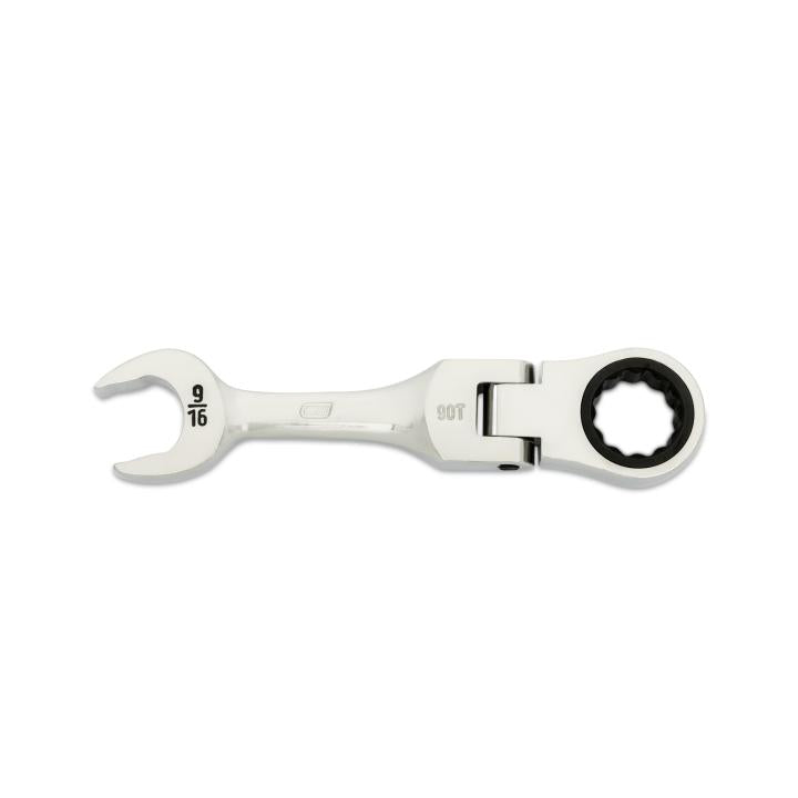 9/16" 90-Tooth 12 Point Stubby Flex Combination Ratcheting Wrench