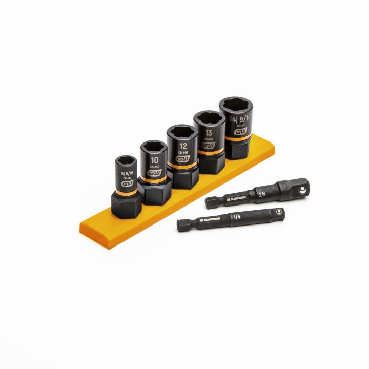 7 Piece 1/4" & 3/8" Drive Metric Bolt Biter™ Impact Extraction Socket Set