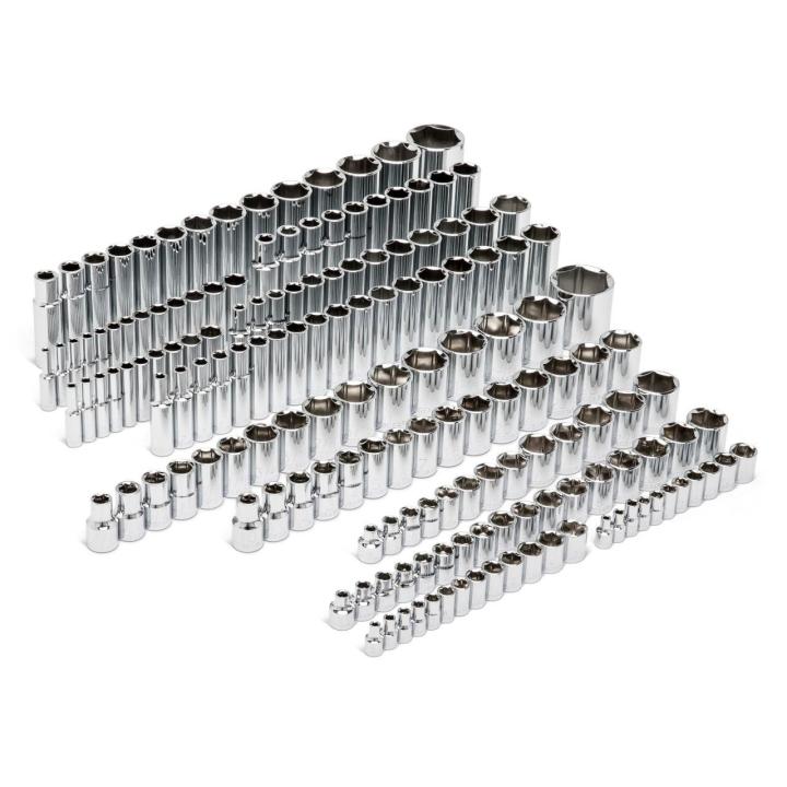 163 Piece 1/4", 3/8" & 1/2" Drive 6 Point Standard and Deep SAE/Metric Master Socket Set