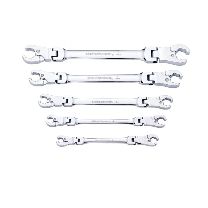 5 Piece Ratcheting Flex Head Flare Nut SAE Wrench Set