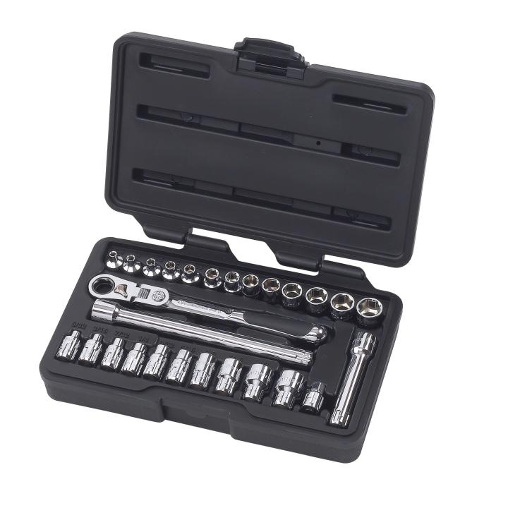 27 Piece 1/4" Drive Pass-Thru™ 6 Point Standard SAE/Metric Mechanics Tool Set