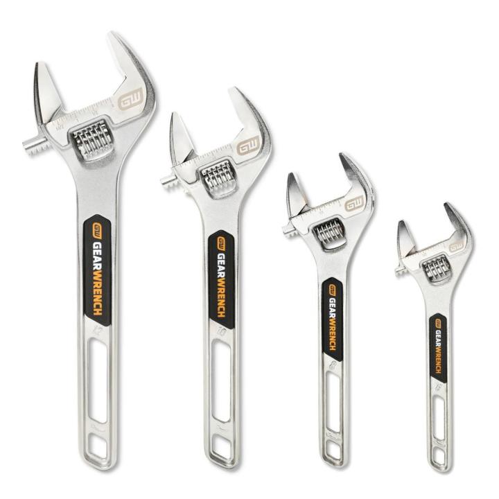 4 Piece 6", 8", 10", 12" Chrome Adjustable Wrench Set