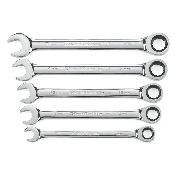 5 Piece 72-Tooth 12 Point Ratcheting Combination Metric Wrench Set
