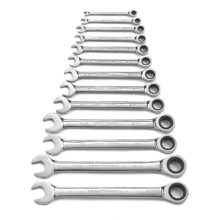 13 Piece 72-Tooth 12 Point Ratcheting Combination SAE Wrench Set