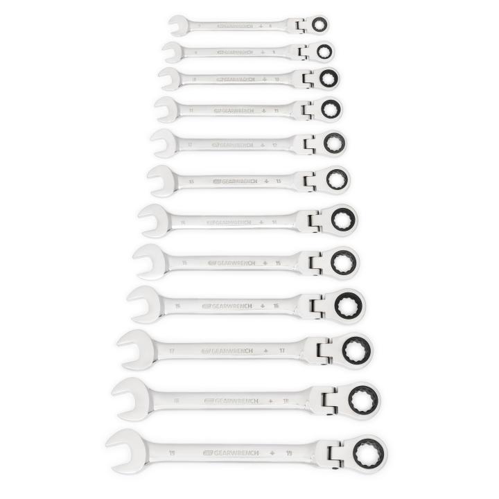 12 Piece 72-Tooth 12 Point Flex Head Ratcheting Combination Metric Wrench Set
