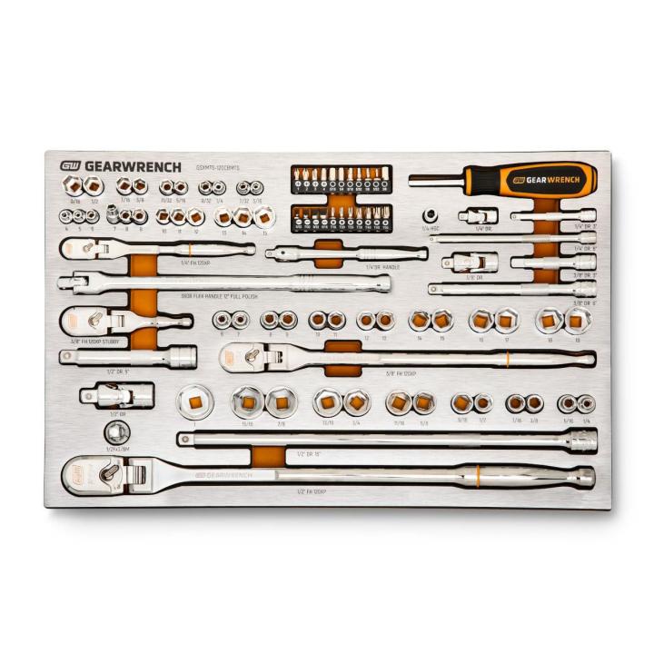132 Piece 1/4", 3/8" and 1/2" Drive 120XP Mechanics Tool Sets in Premium Foam Trays