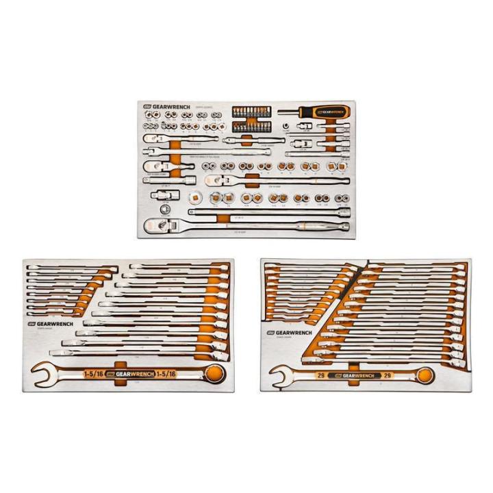 132 Piece 1/4", 3/8" and 1/2" Drive 120XP Mechanics Tool Sets in Premium Foam Trays